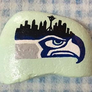 Seattle Seahawks Painted Rock